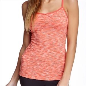 LUCY Orange Space Dye Athletic Racerback Tank Top Athletic Workout Built In Bra